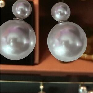 Fine jewelry stainless steel Silver tone Faux Pearl Earrings